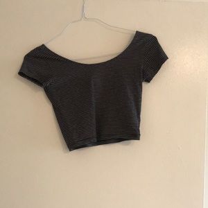 black and grey striped crop top